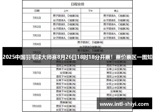 2025中国羽毛球大师赛8月26日18时18分开票!票价票区一图知 2025中国羽毛球大师赛8月26日18时18分开票!票价票区一图知
