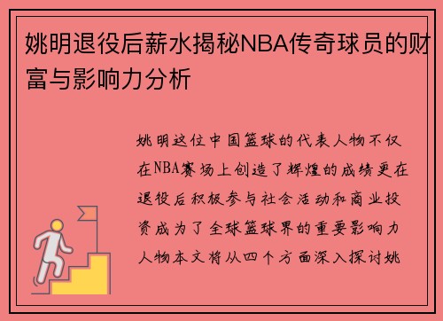 姚明退役后薪水揭秘NBA传奇球员的财富与影响力分析